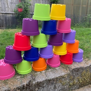 Recycled Colourful Plant Pots 3 Litre | Eco Friendly Plastic Planters | 19cm Garden & Nursery Pots Set of 10 20 or 30