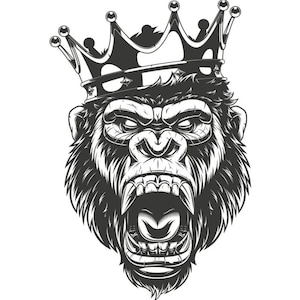 King Gorilla Vinyl Decal- Gorilla With Crown Car Decal- Truck Decal Sticker