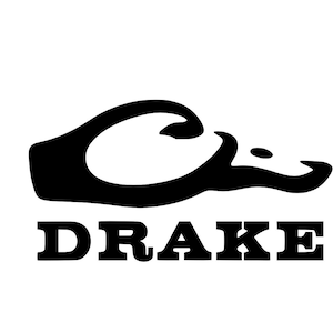 May include: Black and white logo of a duck head with the word "DRAKE" underneath.