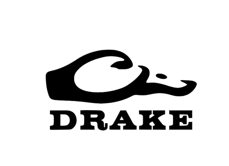 May include: Black and white logo of a duck head with the word "DRAKE" underneath.