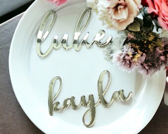 Name Place Card Cutouts -mirror acrylic for a  Personalized Touch for  Table Settings for Luxury Wedding