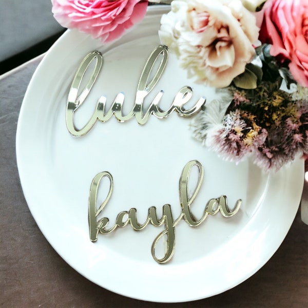 Name Place Card Cutouts -mirror acrylic for a  Personalized Touch for  Table Settings for Luxury Wedding