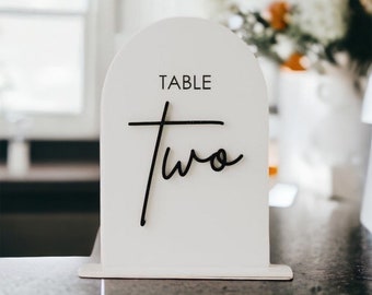 Arch Table Number Signs for Wedding, handmade acrylic signs with number cutouts