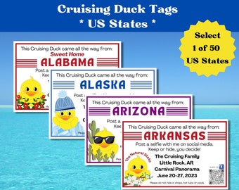 Custom Cruising Duck Tags, US State Duck Tags, Personalized Cruising Duck Tags with YOUR Information, Digital Download, Printable Tags