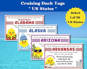 Custom Cruising Duck Tags, US State Duck Tags, Personalized Cruising Duck Tags with YOUR Information, Digital Download, Printable Tags