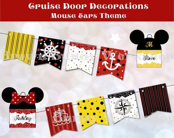 Mouse Ears Cruise Door Decorations, Editable Mouse Ears Frame, Banner, Bunting, Printable Digital Download