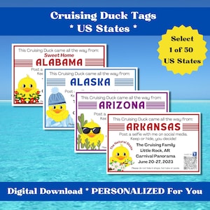 Custom Cruising Duck Tags, US State Duck Tags, Personalized Cruising Duck Tags with YOUR Information, Digital Download, Printable Tags