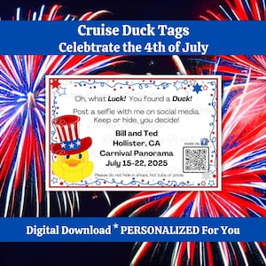 Étiquettes de canard de croisière patriotiques, étiquettes de croisière du 4 juillet personnalisées juste pour vous, étiquettes de canard en caoutchouc personnalisées imprimables