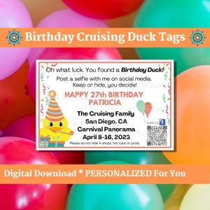 Birthday Cruise Duck Tags, Personalized Cruising Duck Tags with Your Information
