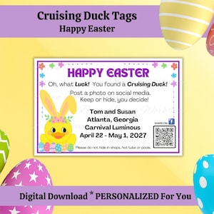 Cruise Duck Tags - Easter Decor for Rubber Ducks, Personalized Printable Digital Download