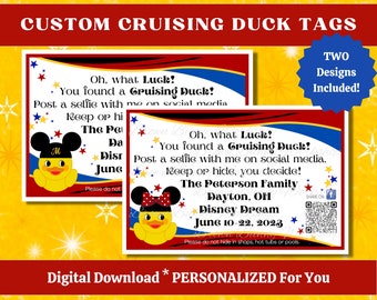 Custom Cruising Duck Tags, Mouse Ears Themed Duck Tags Personalized Just For You