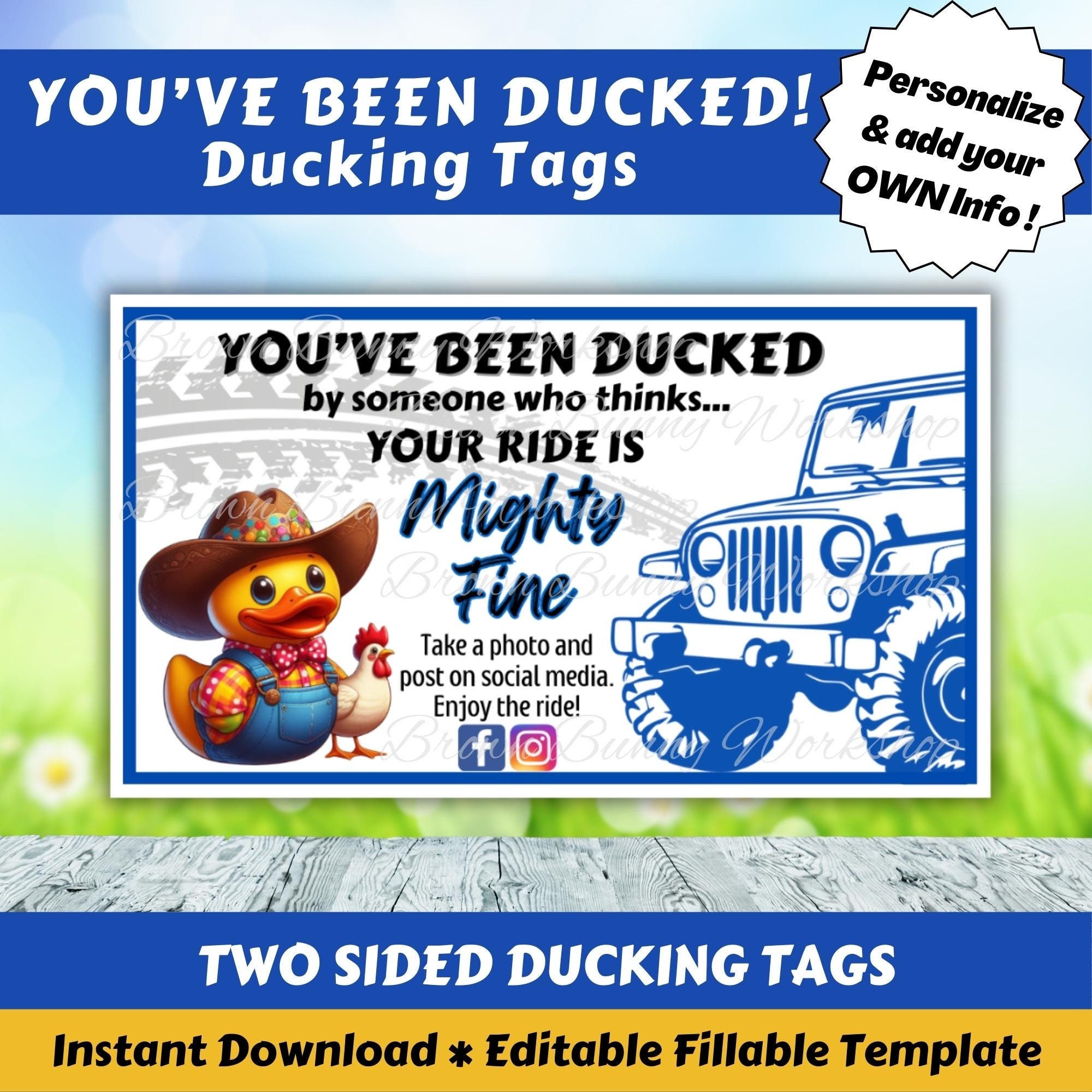 Duck Tags, You 've Been Ducked, Cute Duck Tags, Duck Duck Tags, Anatra Carta, 35 pezzi, 7,4 x 6,1 cm, con foro rotondo e elastici in gomma, motivo anatra e SUV Car