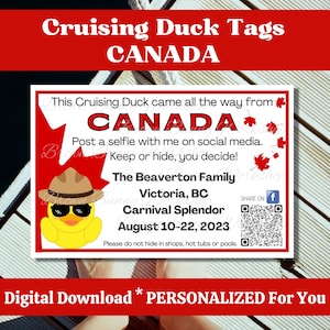 Custom tags voor cruise-eends, tags voor Canada Cruising Duck, speciaal voor jou gepersonaliseerd