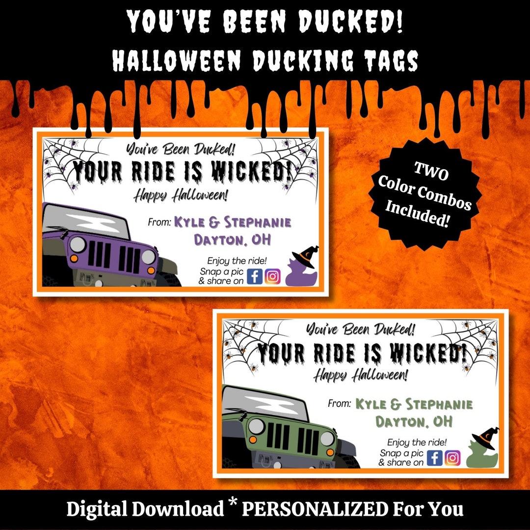 Halloween Ducking Tags, You've Been Ducked Tags, Your Ride is Wicked