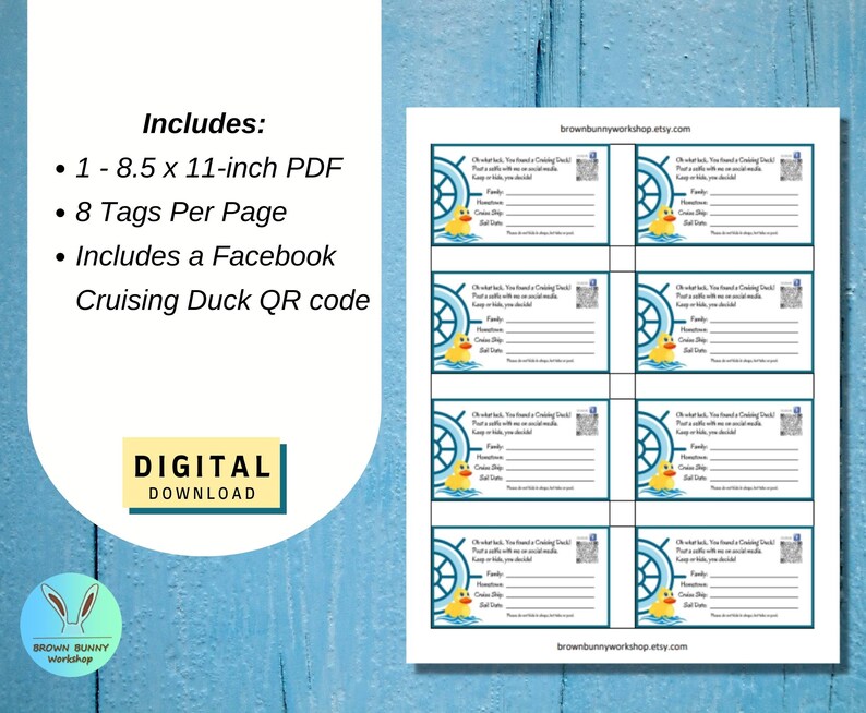 Cruising Duck Tags INSTANT DOWNLOAD Printable Fillable - Etsy