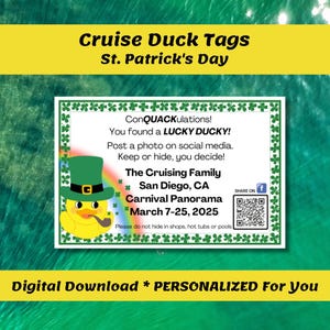 Custom Cruising Duck Tags, St. Patrick&#39;s Day Duck Tags Personalized Just for You, Digital Download, Printable Tags