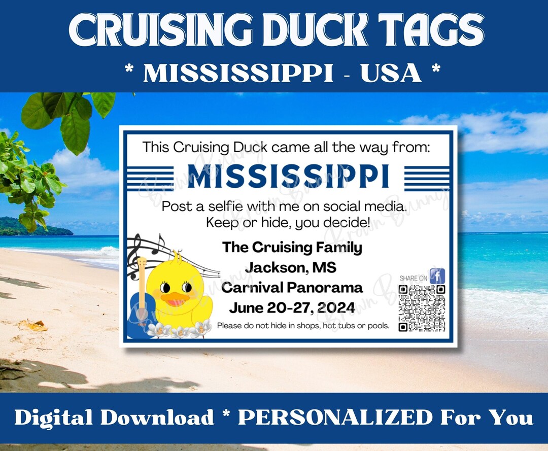 Custom Cruising Duck Tags, Mississippi USA Duck Tags, Personalized Duck