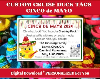 Cruise Duck Tags, Cinco de Mayo Cruising Duck Tags, Custom Tags Personalized Just for You