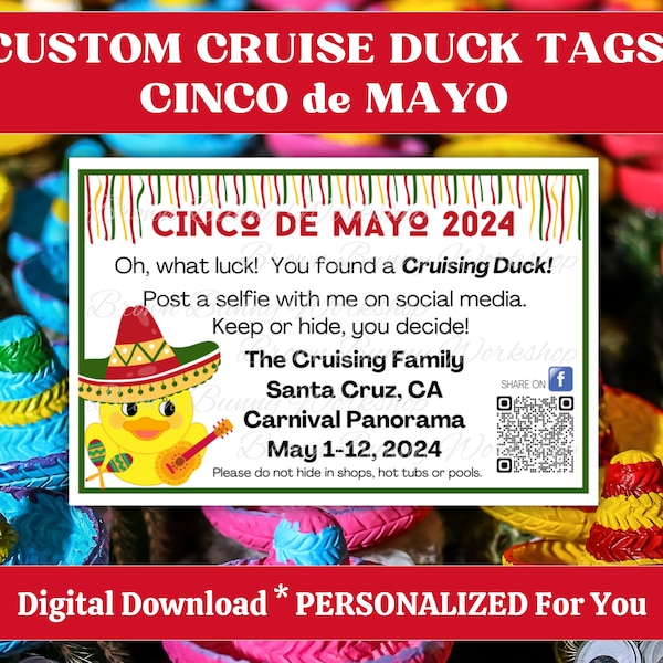 Cruise Duck Tags, Cinco de Mayo Cruising Duck Tags, Custom Tags Personalized Just for You