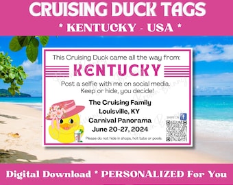 Custom Cruising Duck Tags, Kentucky USA Duck Tags, Personalized Cruising Duck Tags with YOUR Information, Digital Download, Printable Tags