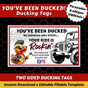 Étiquettes imprimables You've Been Ducking, modèle à remplir modifiable pour esquiver, étiquettes Rockstar en caoutchouc, option recto-verso