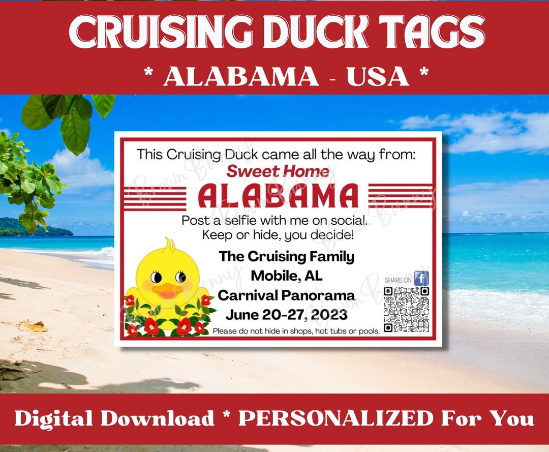 Custom Cruising Duck Tags, Alabama USA Duck Tags, Personalized Cruising