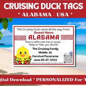 Étiquettes de canard de croisière personnalisées, étiquettes de canard Alabama USA, étiquettes de canard de croisière personnalisées avec vos informations, téléchargement numérique, étiquettes imprimables