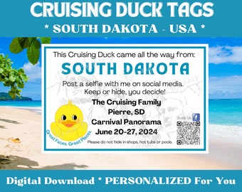 Custom Cruising Duck Tags, South Dakota USA Duck Tags, Personalized Duck Tags with YOUR Information, Digital Download, Printable Tags