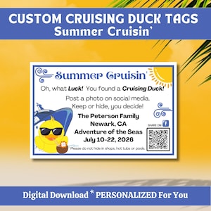 Summer Cruising Duck Tags, Summer Cruise Vacation Duck Tags Personalized Just for You