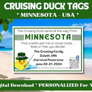 Custom Cruising Duck Tags, Minnesota USA Duck Tags, Personalized Cruising Duck Tags with YOUR Information, Digital Download, Printable Tags