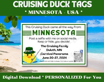 Custom Cruising Duck Tags, Minnesota USA Duck Tags, Personalized Cruising Duck Tags with YOUR Information, Digital Download, Printable Tags