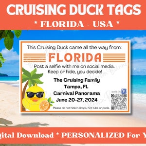 Benutzerdefinierte Tags für Enten, Florida USA Enten Tags, personalisierte Enten Tags mit Ihren Informationen, digitaler Download, druckbare Tags