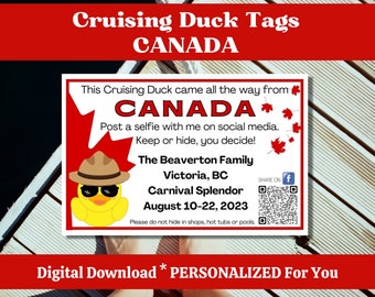 Custom Cruise Duck Tags, Canada Cruising Duck Tags Personalized Just for You