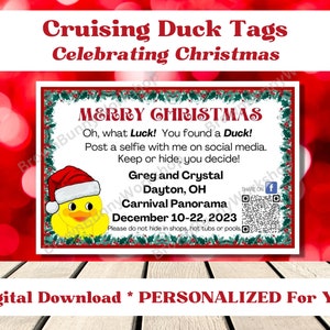 Cruise Duck Tags, Christmas Duck Tags, Custom Cruising Duck Tags Personalized Just For You