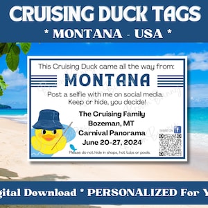 Custom Cruising Duck Tags, Montana USA Duck Tags, Personalized Duck Tags with YOUR Information, Digital Download, Printable Tags