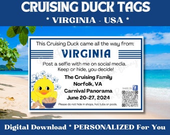 Custom Cruising Duck Tags, Virginia USA Duck Tags, Personalized Duck Tags with YOUR Information, Digital Download, Printable Tags