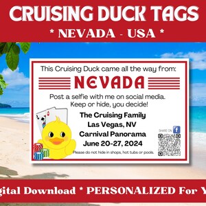 Étiquettes de canard de croisière personnalisées, étiquettes de canard Nevada USA, étiquettes de canard personnalisées avec vos informations, téléchargement numérique, étiquettes imprimables
