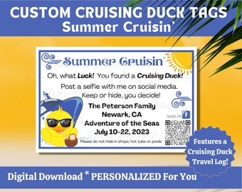 Summer Cruising Duck Tags, Summer Cruise Vacation Duck Tags Personalized Just for You