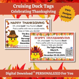 Thanksgiving Cruising Duck Tags, Custom Cruising Duck Tags Personalized Just for You, Printable Rubber Duck Tags