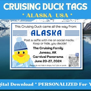 Custom Cruising Duck Tags, Alaska USA Duck Tags, Personalized Cruising Duck Tags with YOUR Information, Digital Download, Printable Tags