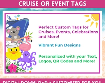 Etiquetas imprimibles personalizadas, ideales para patitos de goma de cruceros, recuerdos de fiesta y tarjetas para eventos especiales.