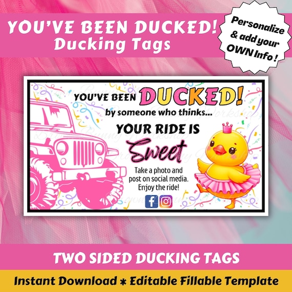 CREATCABIN 50Pcs You've Been Ducked Cards Duck Tags Card Ducking Game Diy Jeep Duck Card With Hole And Twine For Rubber Ducks Jeeps Car Decor 3 5 X 2 Inch Duck Duck Jeep Jeep 136939