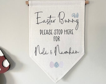 Personalised Easter Bunny Sign, Easter Wall Hanging, Custom Easter Decor, Easter Banner, Personalised Easter Decorations, Easter Props