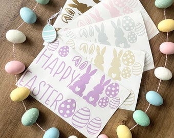 Happy Easter Sticker, Spring Decals, Easter Egg Decal, Easter Bunny Sticker, Easter Window Decal, Easter Props, Trofast Labels, Window Decal