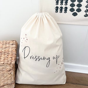 Personalised Dressing Up Bag, Custom Toy Storage, Children's Storage bag, Montessori Bag, Neutral Nursery Decor, Boho Toy Storage, Toy Sack image 3