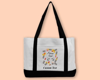 Personalized Canvas Tote Bag Add Your Text Custom Make Up Artist Lip-gloss