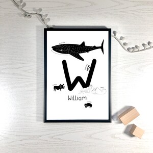 Ilustración personalizada de cartas y animales, Impresión de guardería, Impresión inicial, Impresión infantil, Sala de juegos, Dormitorio para niños, Habitación para niños, Habitación para niñas
