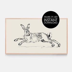 Samsung Frame TV Art, Vintage Bunny Sketch, Vintage Konijn Tekening, DIGITALE TV Download, Pasen Kunst Decor, Paashaas Art