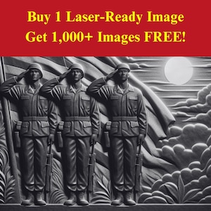 Imagen de saludo de soldados cortada con láser Archivo de pizarra quemada / Descarga digital de la Guardia de honor militar / Gráficos de ilusión 3D PNG Foto Glowforge