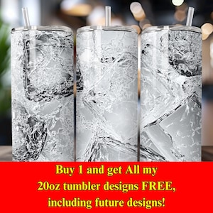 Ice Cubes Tumbler Wrap | 20oz Clear Frozen Sublimation Design | Digital Download PNG for Cool, Frosty, Refreshing, Summer Aesthetic